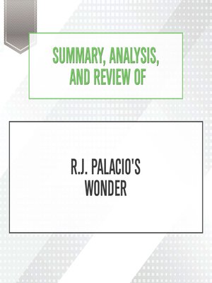 cover image of Summary, Analysis, and Review of R.J. Palacio's Wonder